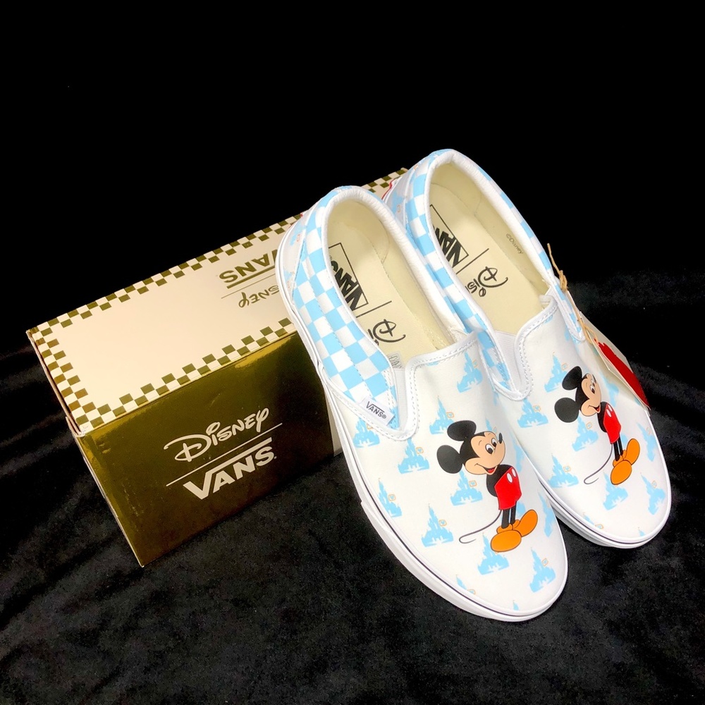 2022 Disney World X Vans 50th Anniversary Mickey Mouse Blue Slip On M11 - NEW - Picture 2 of 3